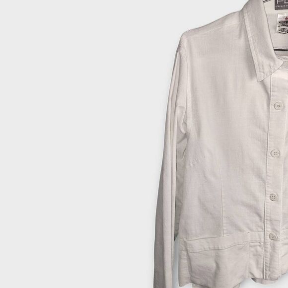 FDJ French Dressing Womens Jacket Sz 8 White Linen Buttons Classicore Preppy - Picture 5 of 8